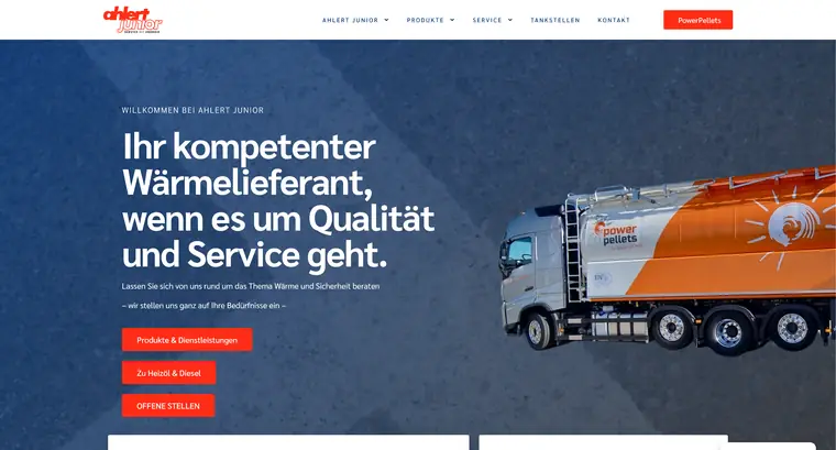 Referenz-Website Ahlert Junior – Energie und Wärme